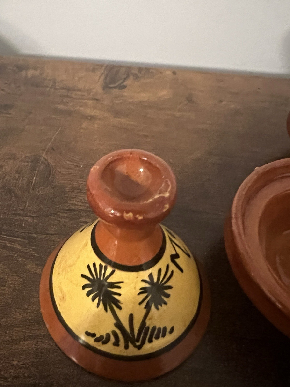 Vintage Pottery Three Spice Holder, Moroccan Tagine Salt Pepper Cumin Curry