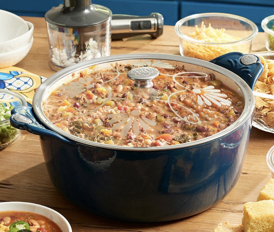 Blue 9 Qt Ceramic Round Casserole w/ Lid Double Handle, Induction Ready