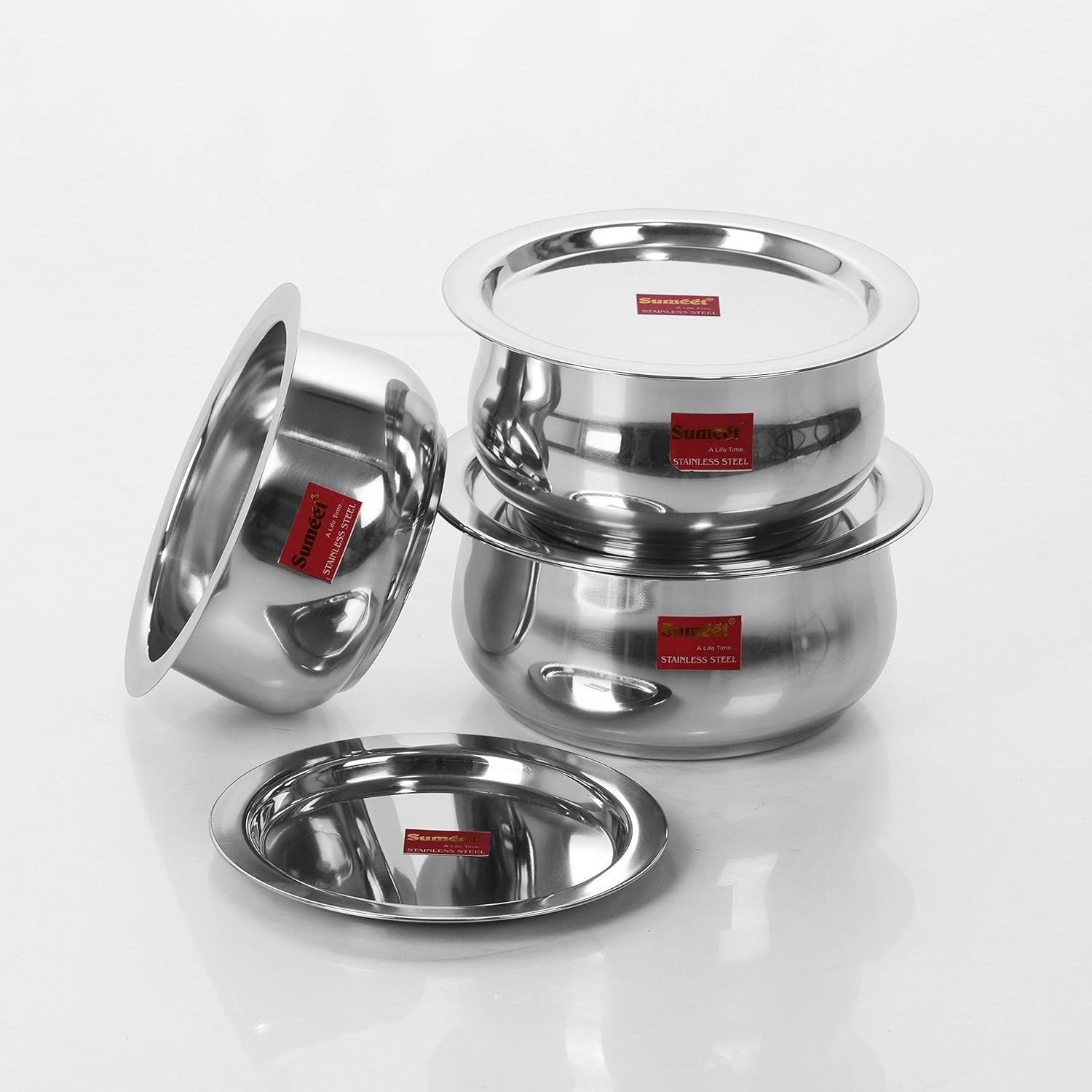 Stainless Steel Cookware Set 3 Piece 1.6 2.1 Liters