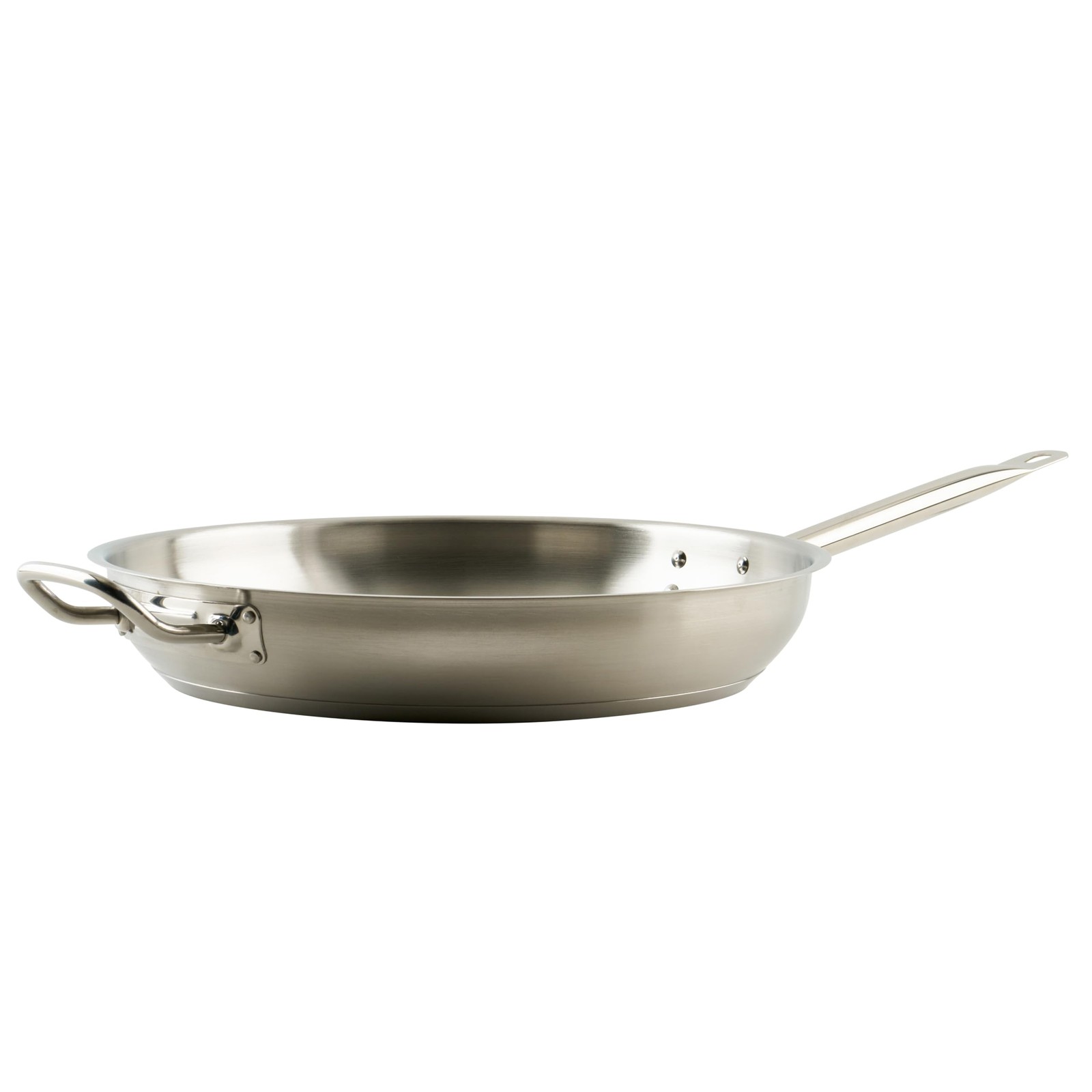Winco Commercial-Grade Stainless Steel Fry Pan with Helper Handle, Natural Fi…
