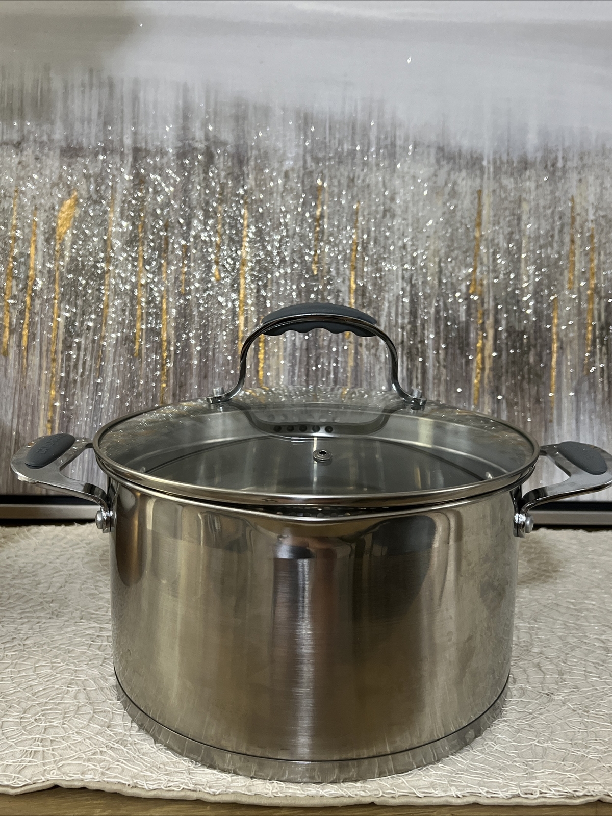 David Burke Gourmet Pro Heavy Gauge Stainless 6.3 Qt. /6L Stockpot /Lid Strainer