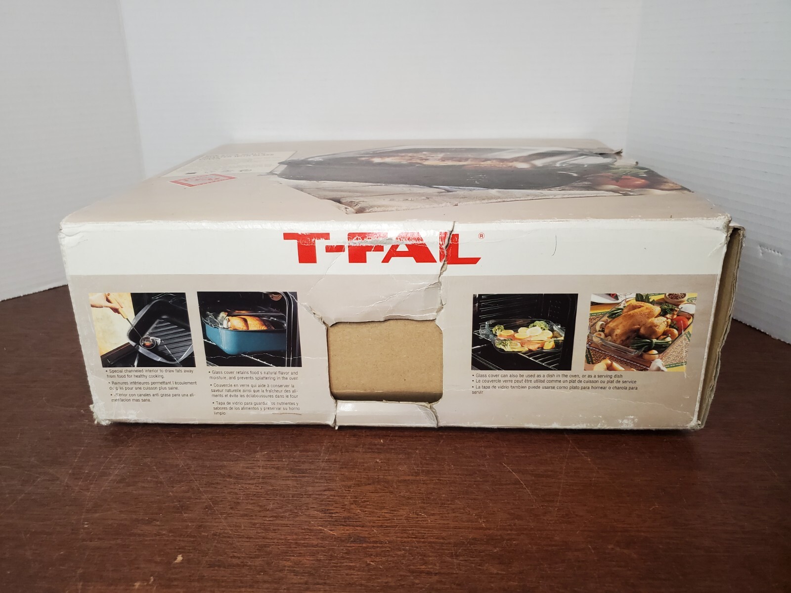 T-Fal Non-Stick 9 3/4″ x 9 3/4″ Square Enamel Health Roaster w/ Glass Cover EUC!