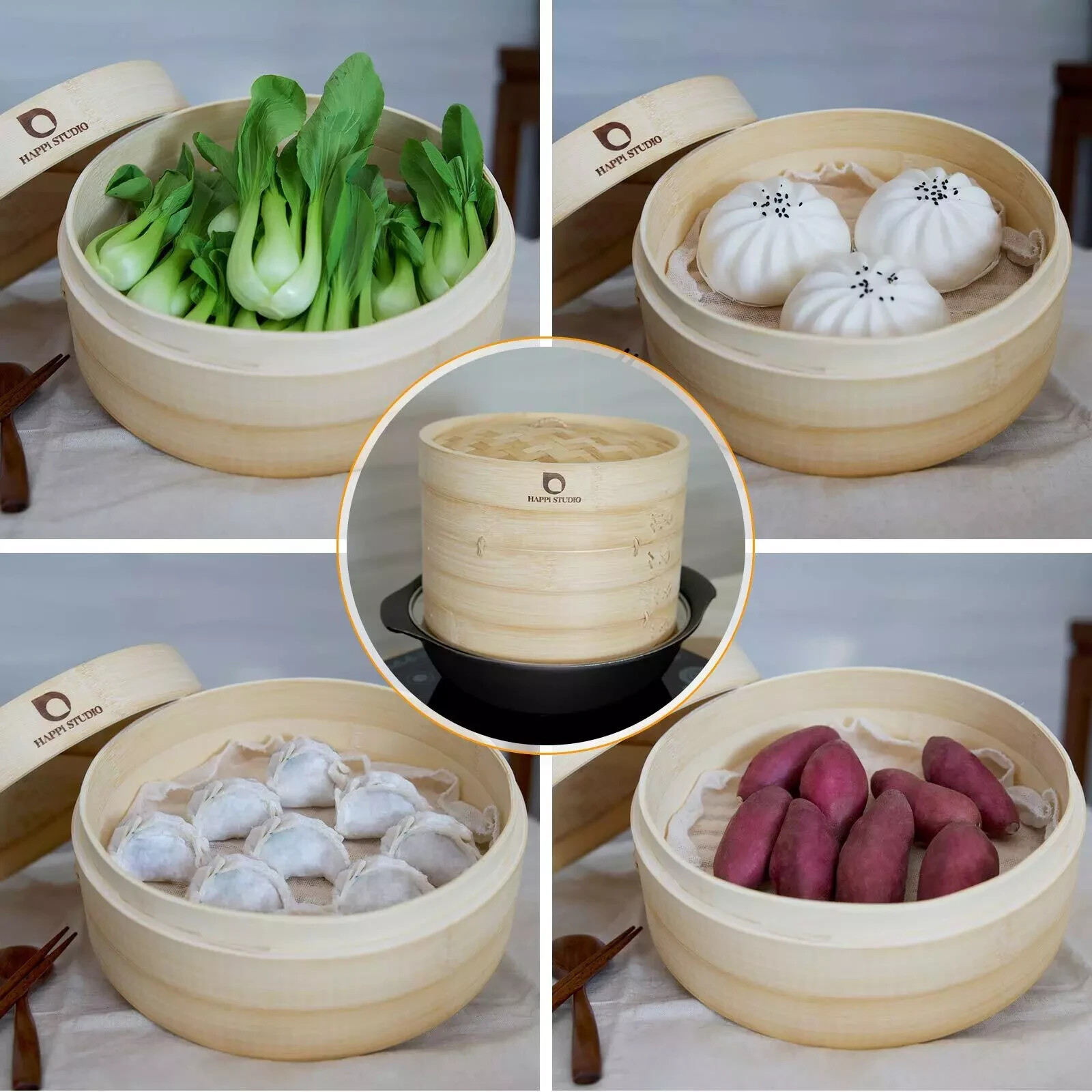 Steamer Ring Stainless Steel Adapter for 8 to 11inch Bamboo Steamer Happi Studio