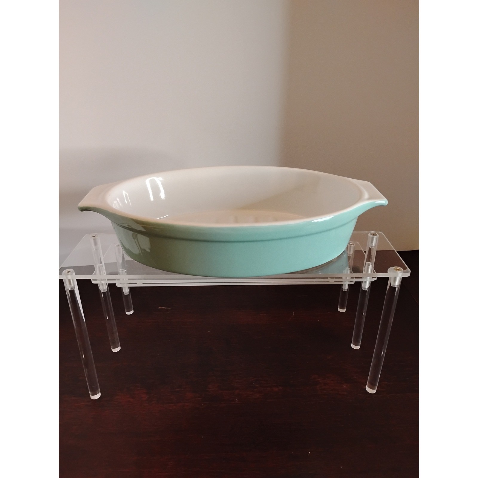 French Country Baker Cuisine de la Mere Mint Green Oval Ceramic Casserole Dish