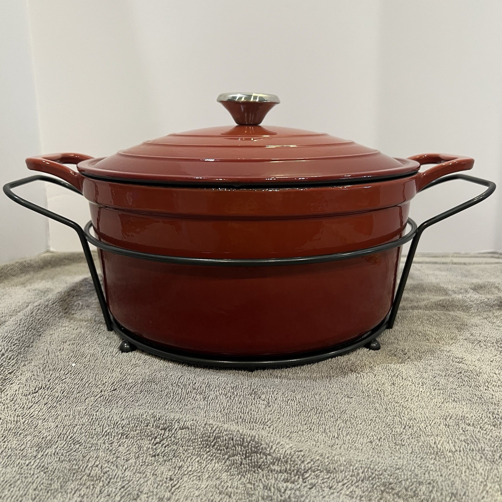 Cooks Essentials Companion Cookware Red 3 Pieces Cast Iron Enamel Dutch Oven NIP