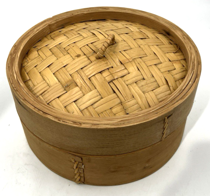 Two Piece Woven Bamboo Steamer Basket Dim Sum Dumpling Asian Cooking Zhēnglóng