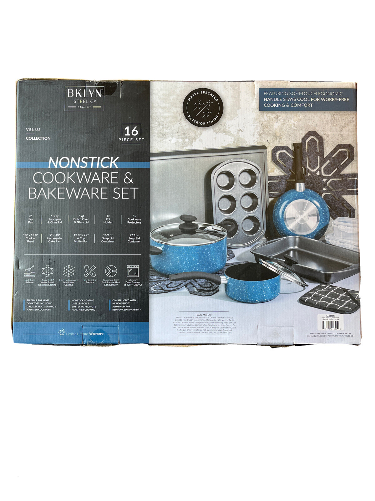 Brooklyn Steel Co. Venus Nonstick Aluminum 16-Pc. Cookware Set
