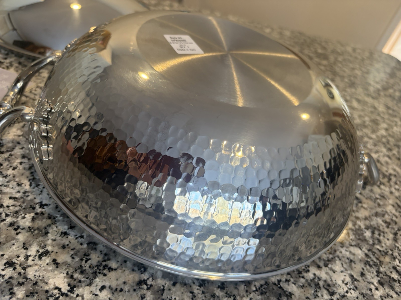 Ruffoni Opus Prima Hammered Stainless-Steel Wok 12” w/ Tomato Knob, 4 3/4-Qt