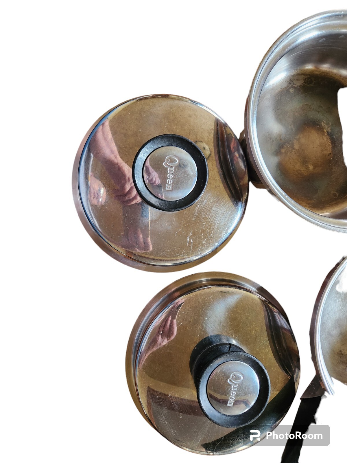 AMWAY QUEEN 1 1/2 QUART MULTI-PLY 18/8 STAINLESS STEEL SET OF 2 SAUCEPANS W/LIDS
