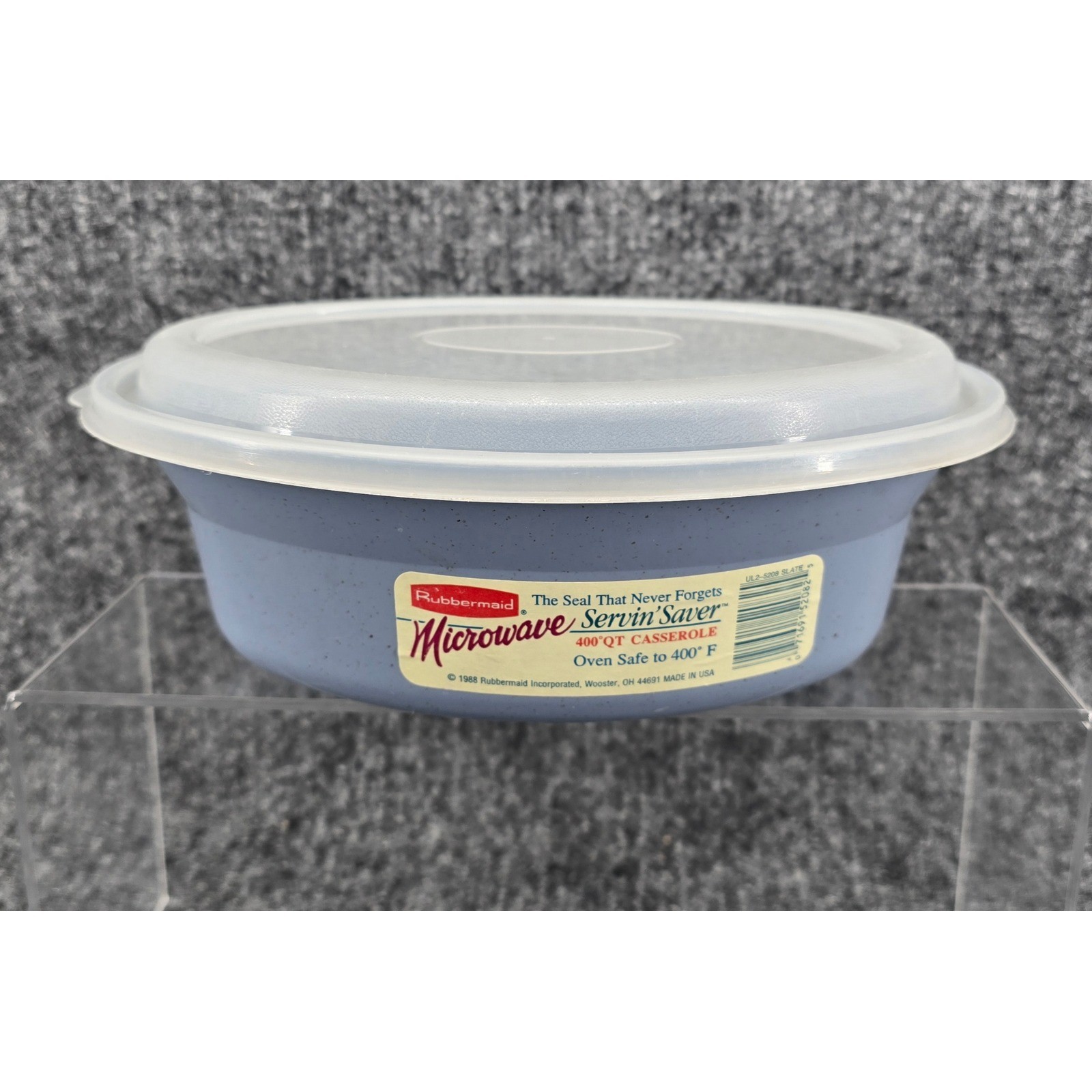 Vtg Rubbermaid Microwave Casserole Dish 36oz Slate Blue 1988 Servin Saver 0346