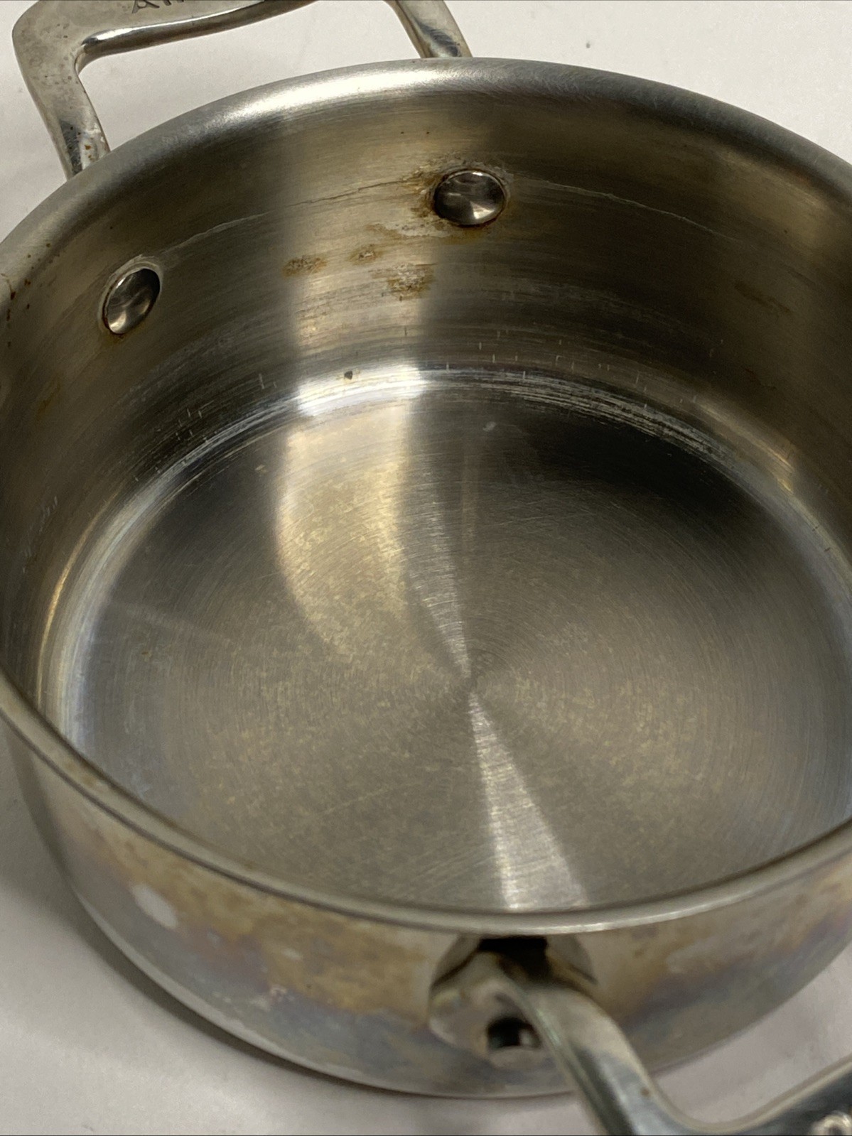 All-Clad Stainless Steel Mini Dutch Oven Cocotte Pot with Lid .5 Qt Heat Stains