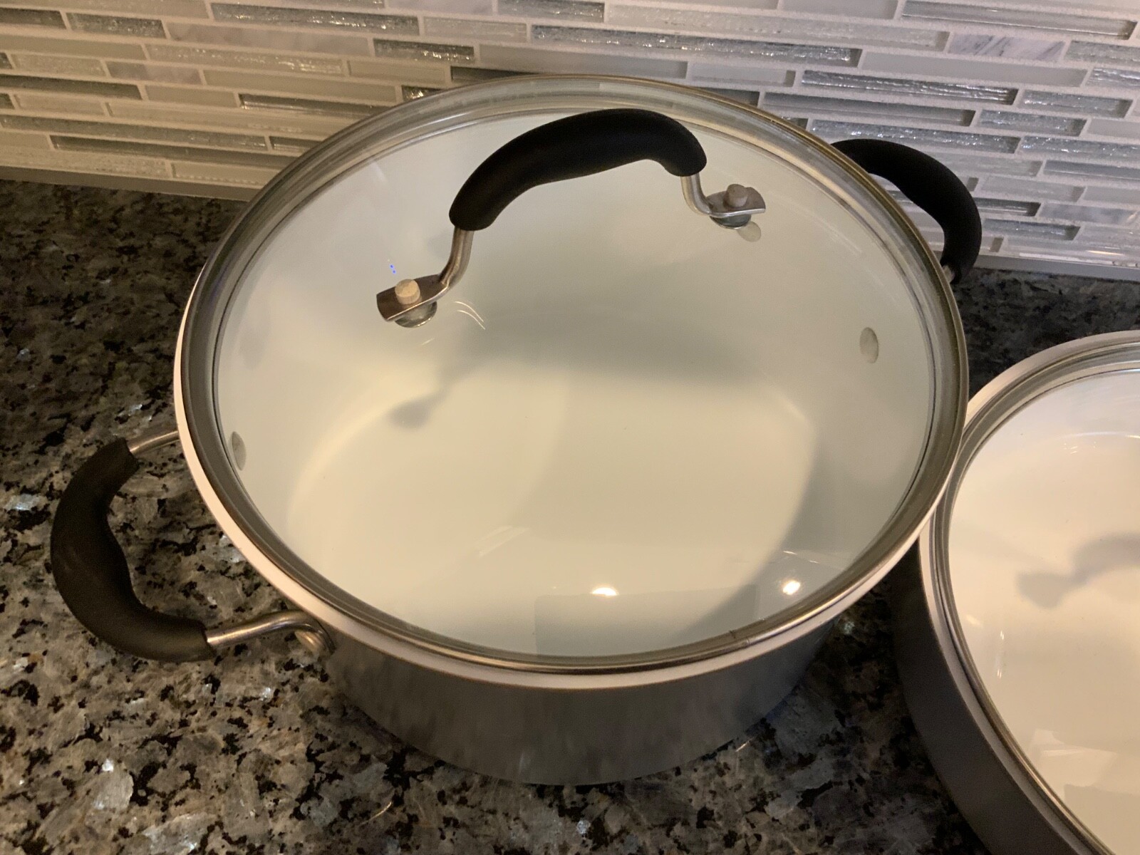 Cuisinart 8 PC Stainless Steel Cookware Set Light Silver WITH WHITE ENAMEL