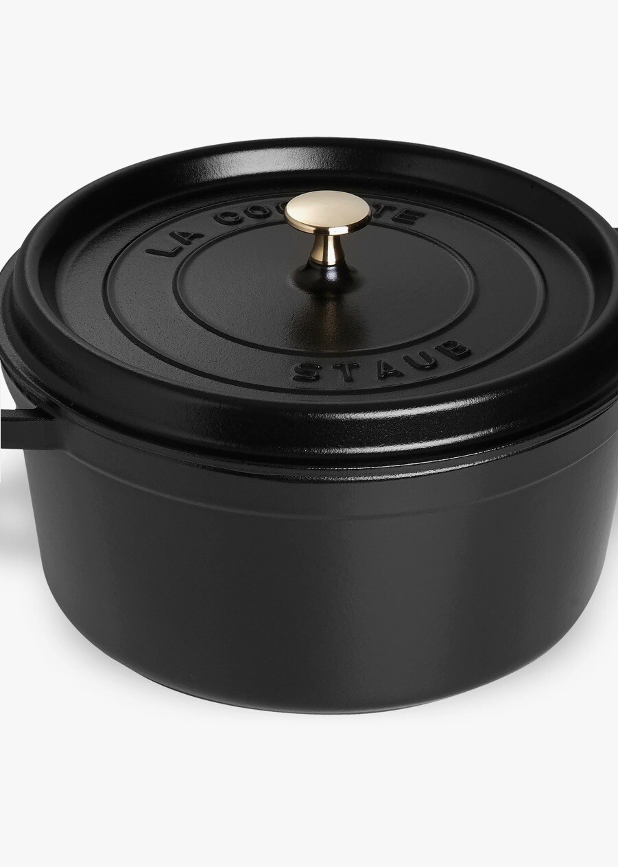 STAUB Cast Iron 4 Quart 24 CM 9 3/8″ Round Cocotte with Lid Black Made in France