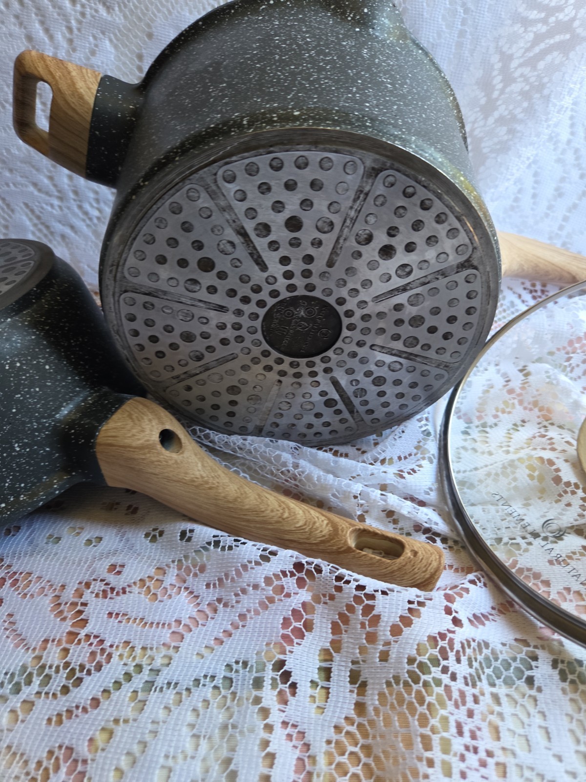 Natural Elements Woodstone Premium Saucepan Nonstick With Lids Lot Of 2