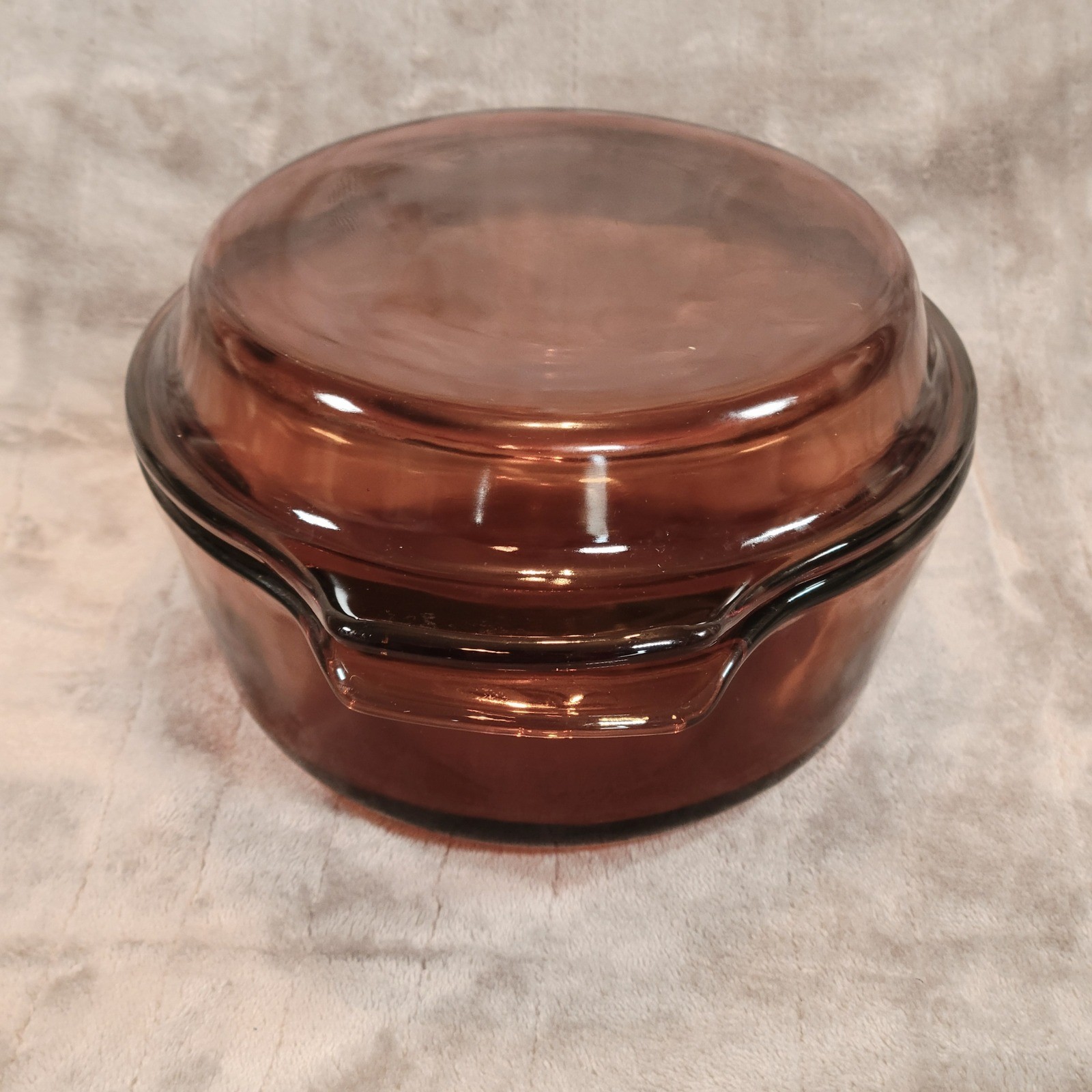 Anchor Hocking Fire King Oval Casserole Dish Amber Glass w Lid 433 1.5 Vintage