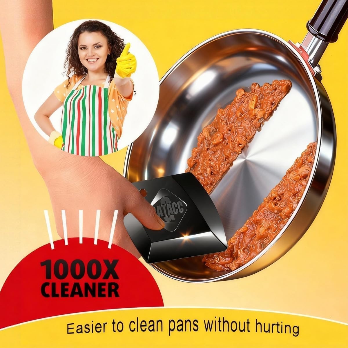 Dish Scraper Tool 4 Pack Plastic Pan Scrapers for Cleaning Skillets and Pots