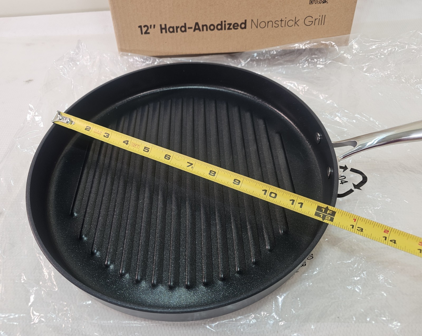 NutriChef 12in Hard-Anodized Nonstick Grill Pan Dishwasher Safe PFOA Free – NEW