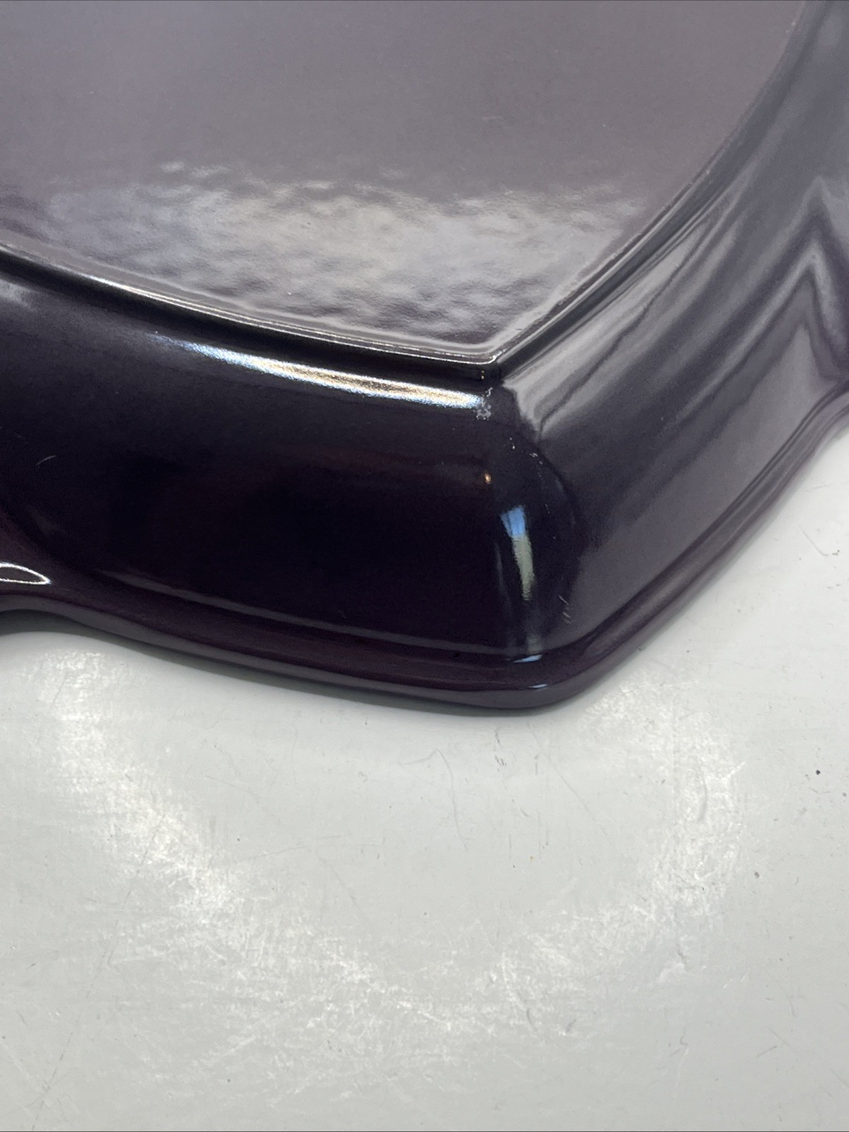 Le Creuset Signature Cast Iron Violet Purple Square Skillet Grill Pan Used