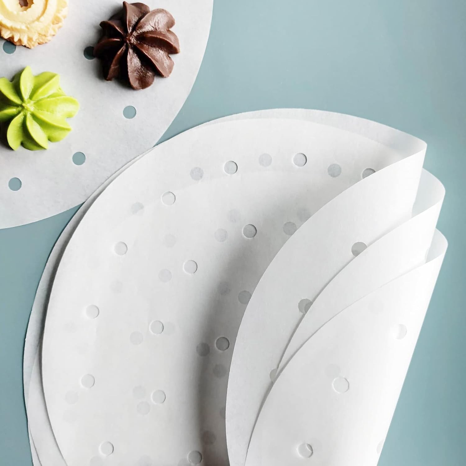 150 PCS Bamboo Steamer Liners, Round Air Fryer Parchment Paper with Holes, 10 In