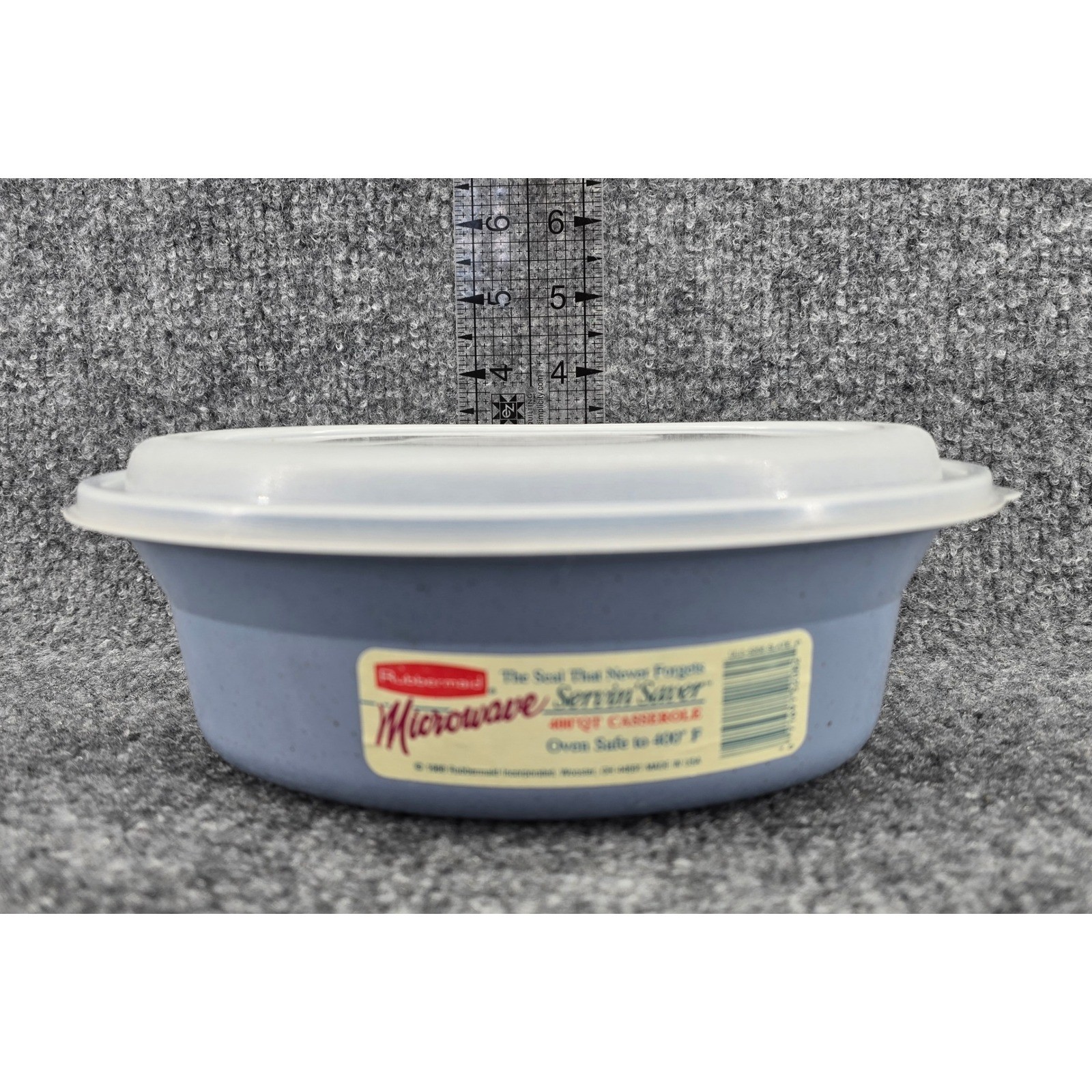 Vtg Rubbermaid Microwave Casserole Dish 36oz Slate Blue 1988 Servin Saver 0346