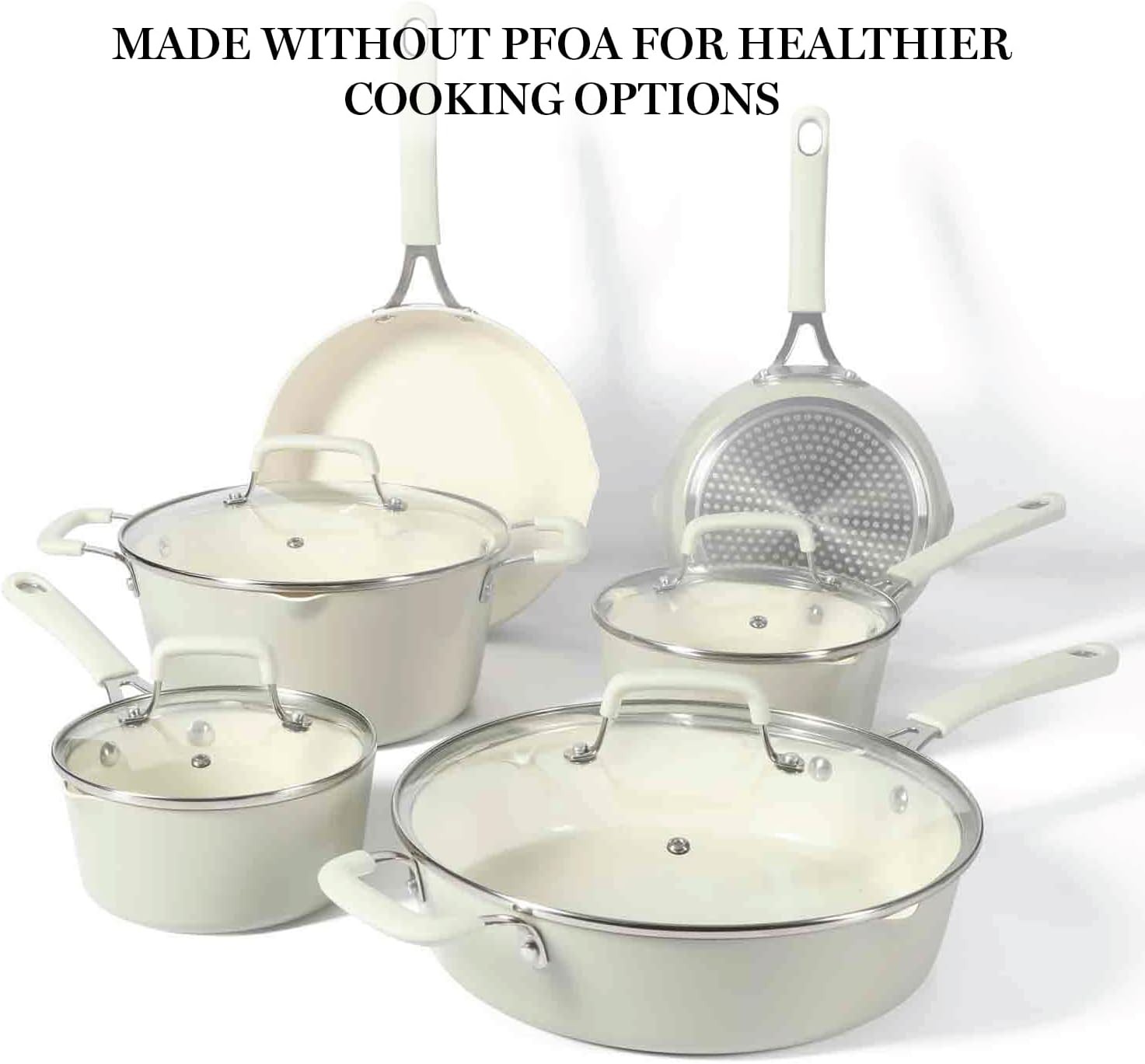 Martha Stewart Heathland Premium Nonstick PFA Free Ceramic Interior 10-Piece Tap