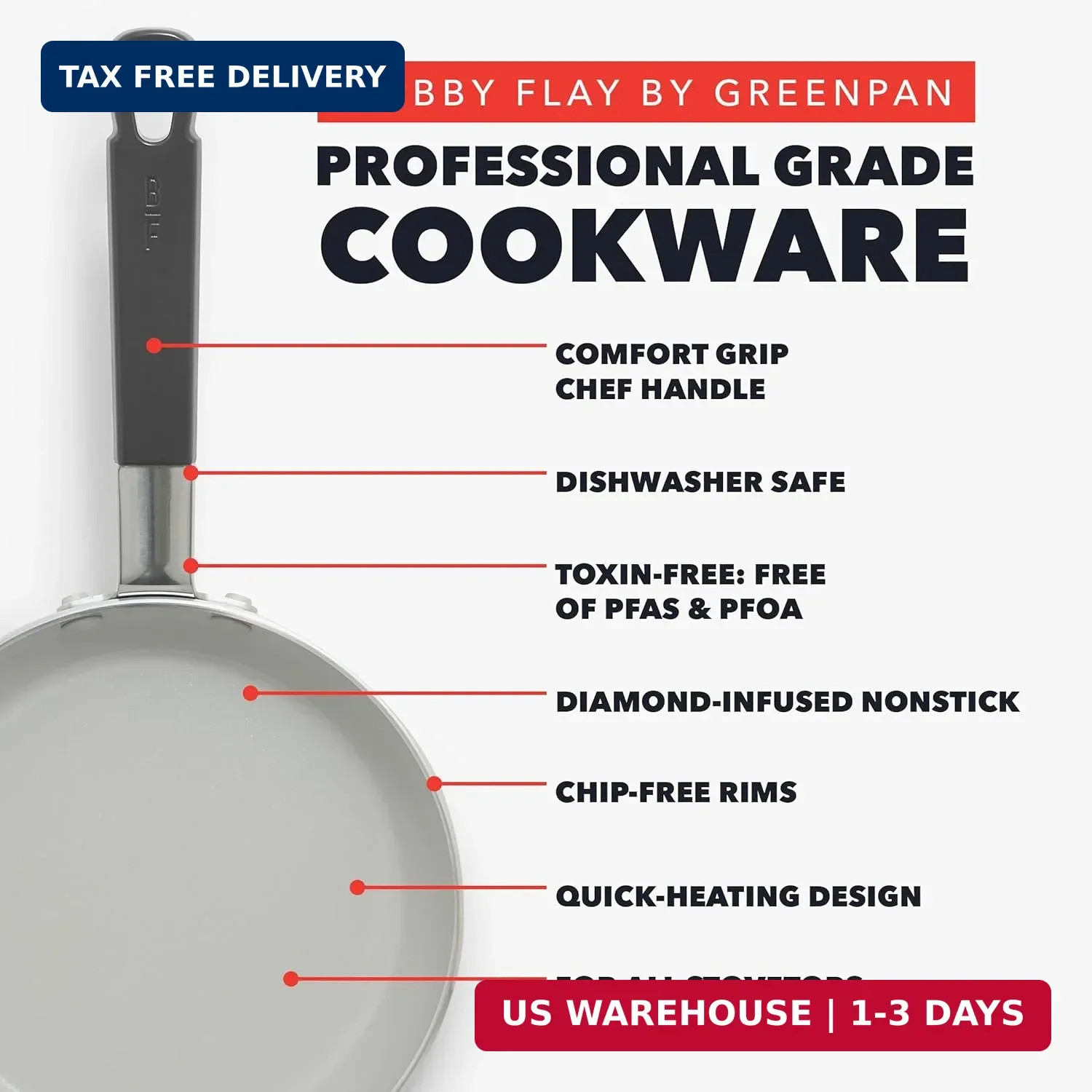 GreenPan x Bobby Flay 13 Piece Nonstick Cookware Pots and Pans Set, PFAS-Free Di
