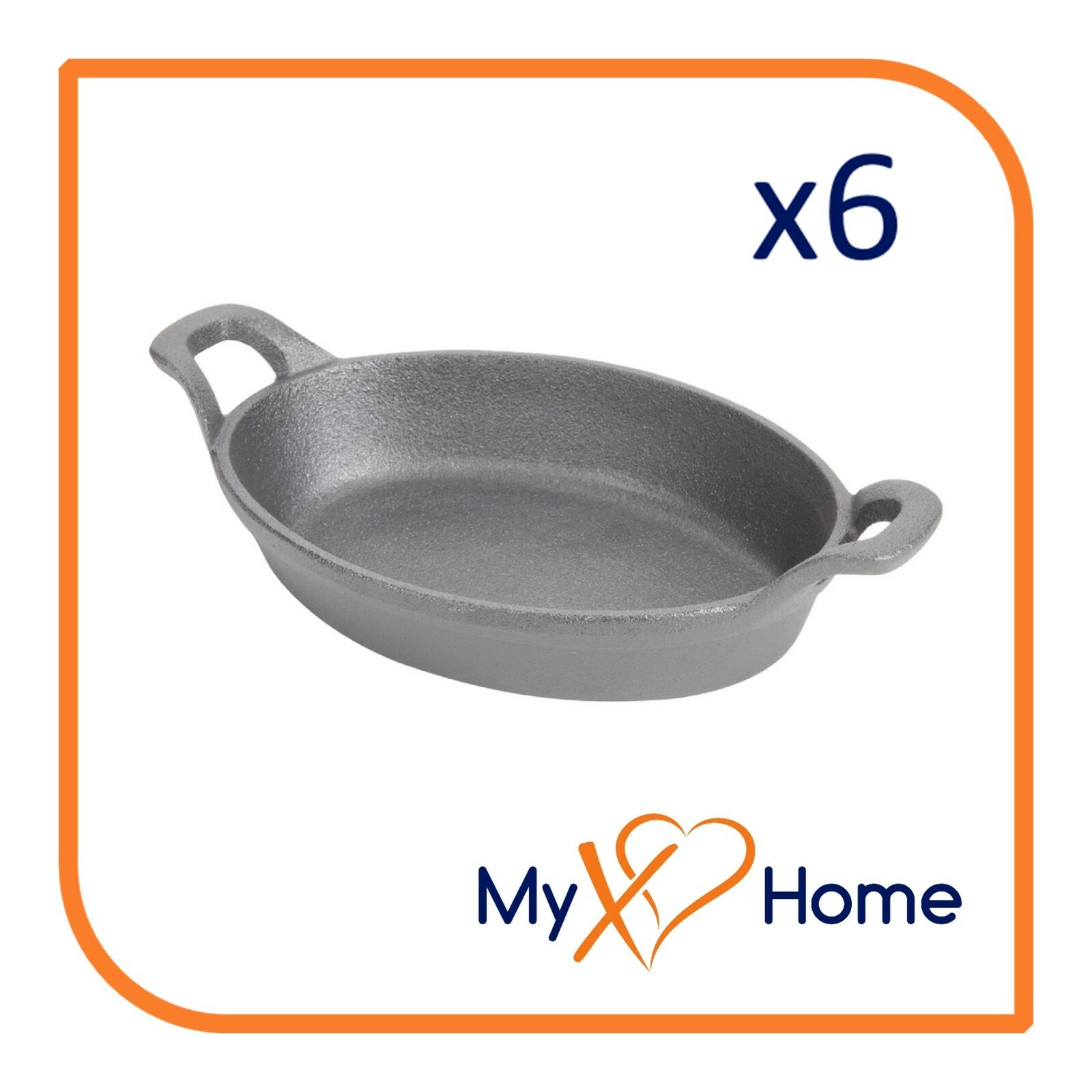 25 oz. Pre-Seasoned Mini Cast Iron Oval Casserole Dish (6 Skillets) by MyXOHome