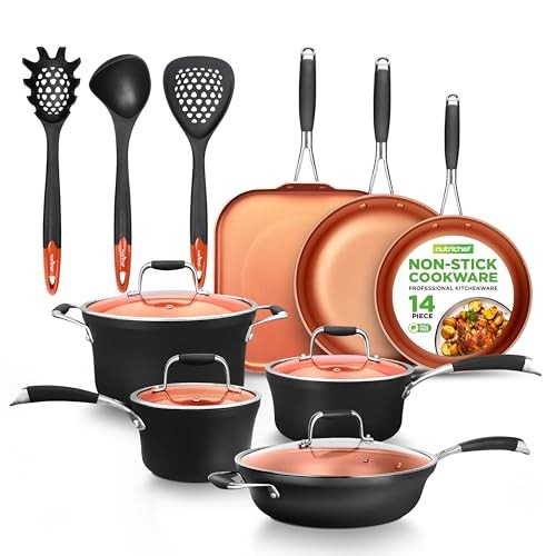 NutriChef 14 Piece Nonstick Kitchen Cookware Set