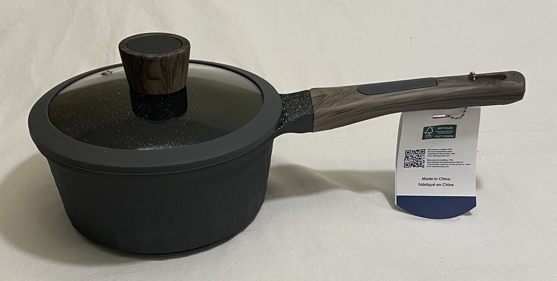 D&W Deane & White 1.9 qt Sauce Pan 7 in Gray/Wooden Handle NWT