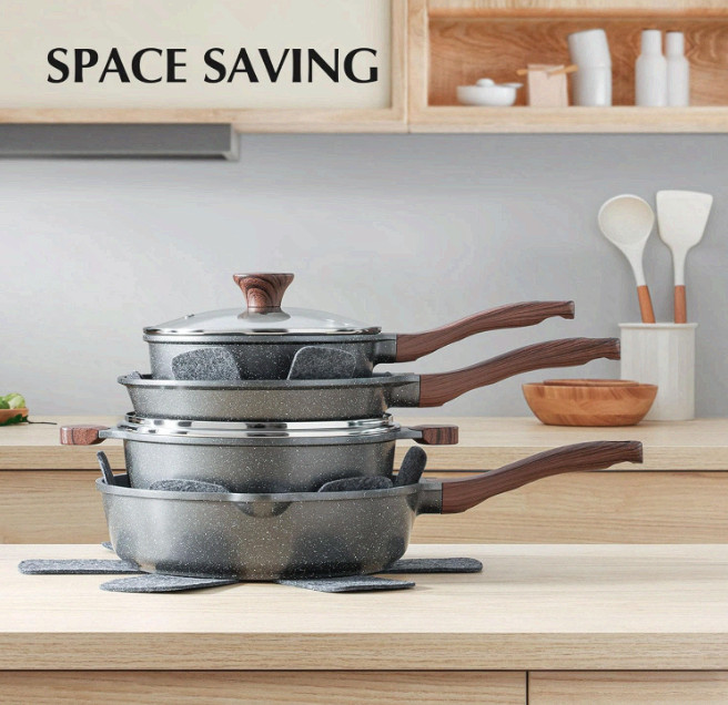 SENSARTE 13PC Nonstick Cookware Set Swiss Granite Induction
