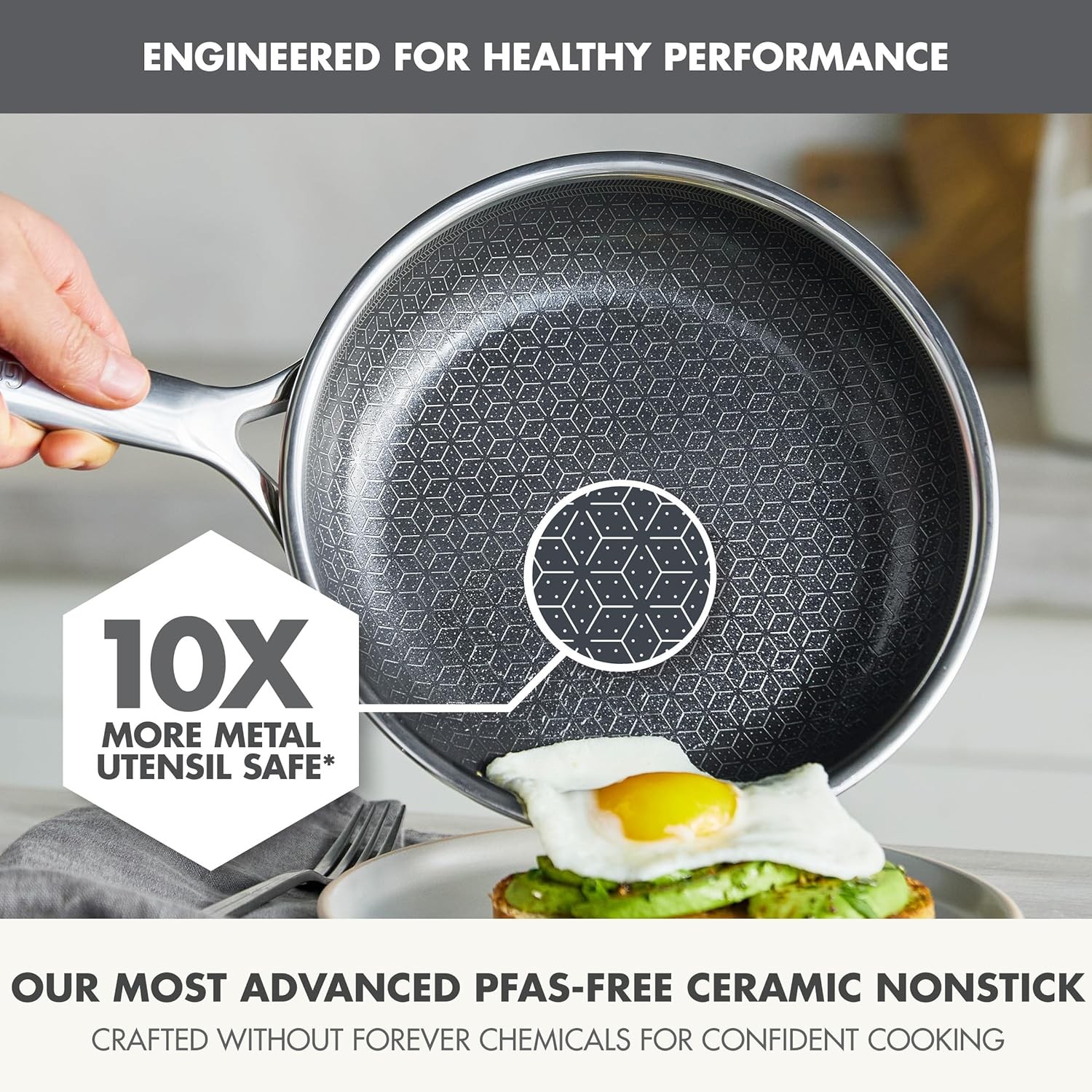 GreenPan Spectra 10 Piece Cookware Set,Hybrid Tri-Ply Stainless Steel, PFAS-Free