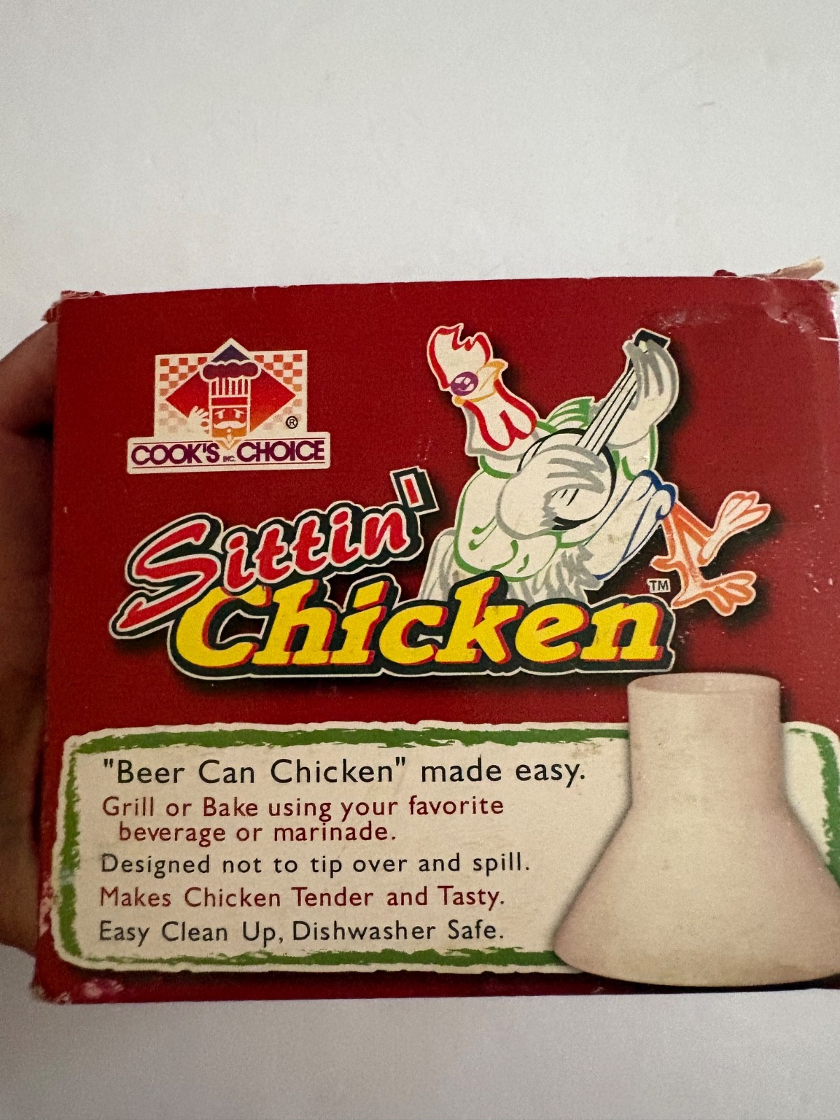 Cook’s Choice Sittin’ Chicken Ceramic Beer Can Chicken Roaster With Box BBQ Gril