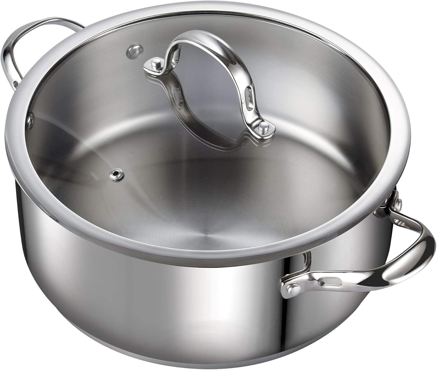 Dutch Oven Casserole with Glass Lid, 7-Quart Classic Stainless Steel Stockpot