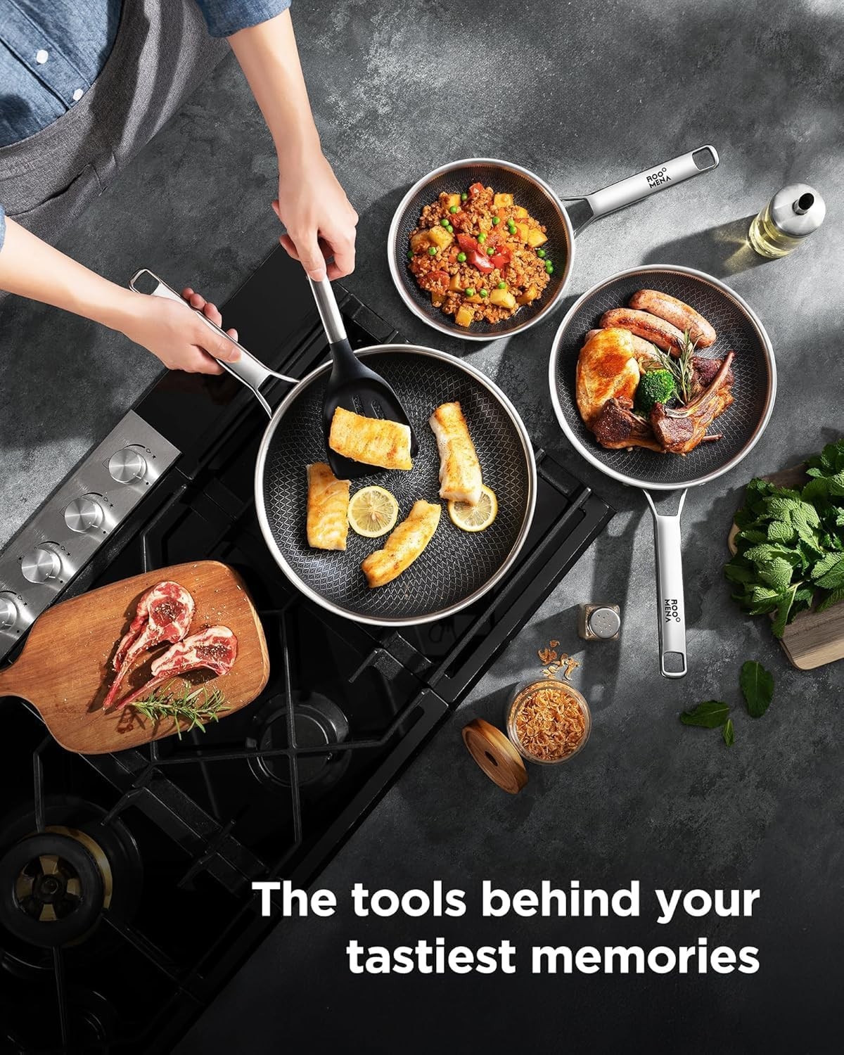 3pc Nonstick Frying Pan Set 8 10 12in Ceramic