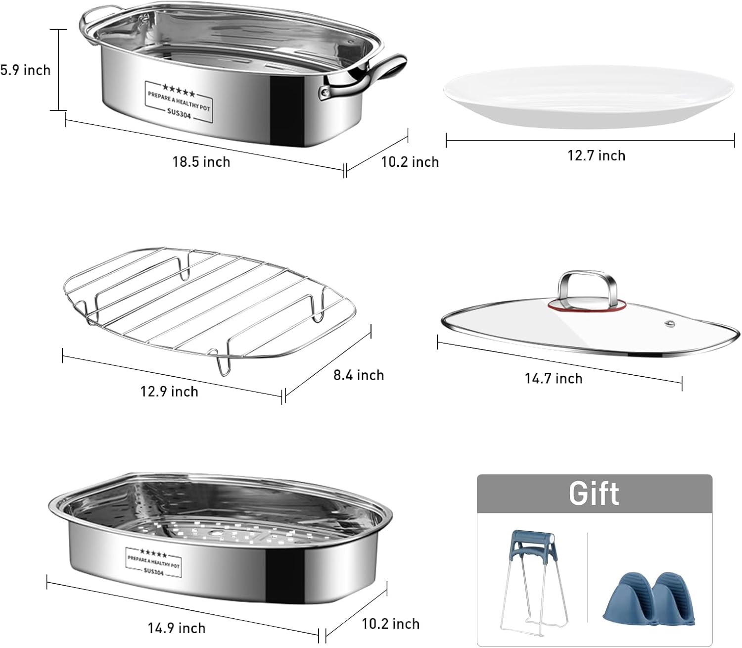 2-Tier Stainless Steel Fish Steamer & Stockpot – Multi-Use Cooking Set