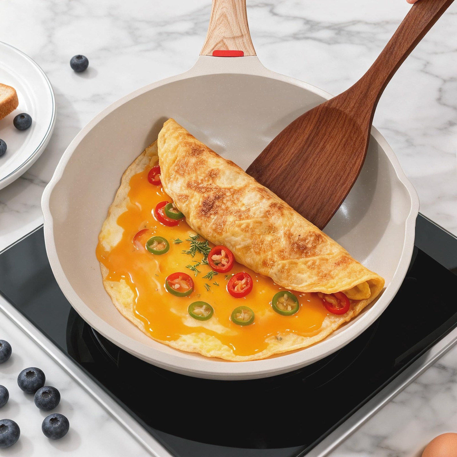 Nonstick Frying Pan Heat-Resistant Handle Ceramic Skillet PFOA Free Cookware