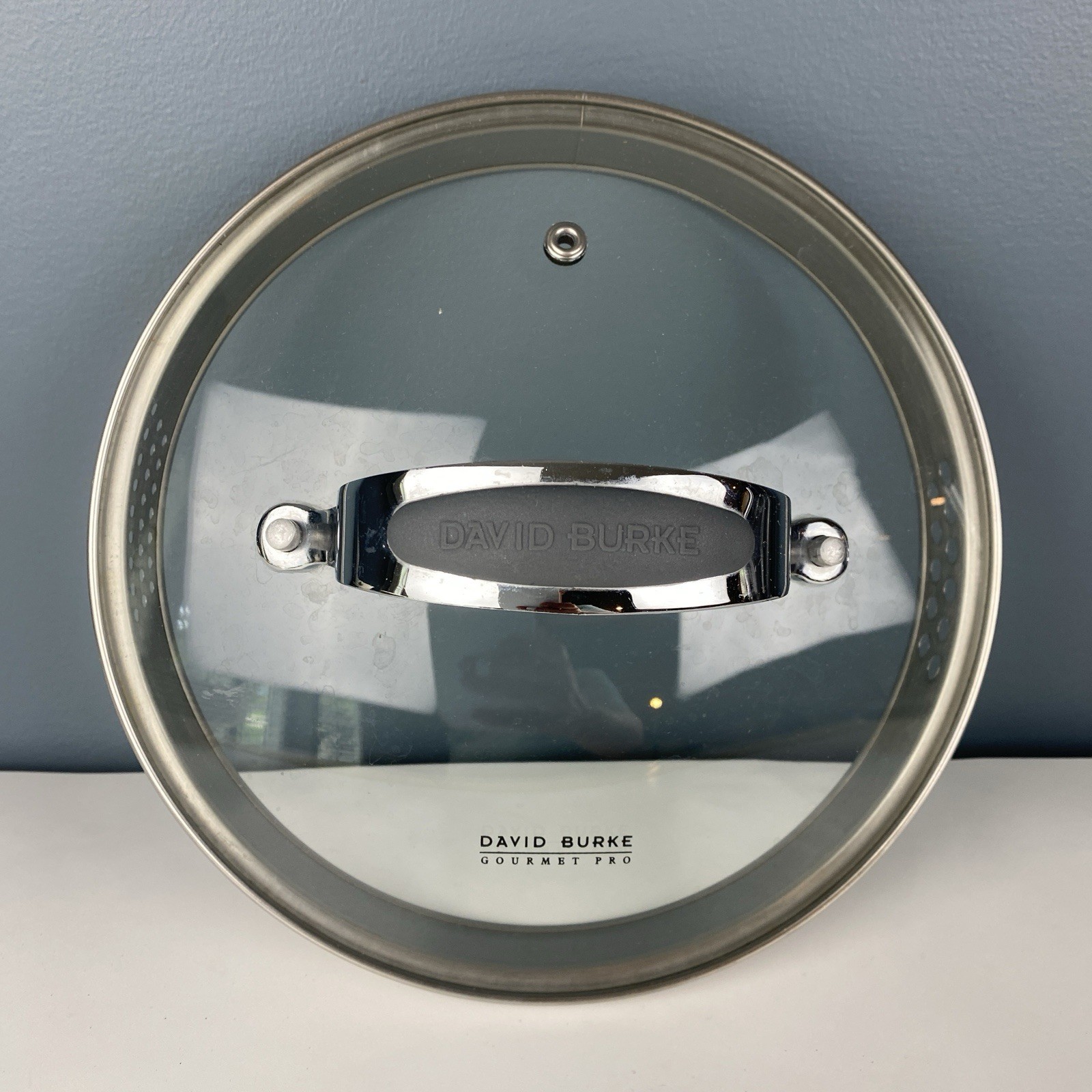 David Burke Gourmet Pro 7.5 Inch Tempered Glass Replacement Lid Steam Vent Gray