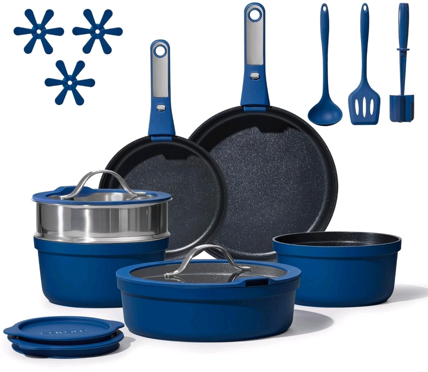 New CAROTE 22pcs Pots and Pans Set Non Stick, Cookware Dishwasher/Oven Safe Blue