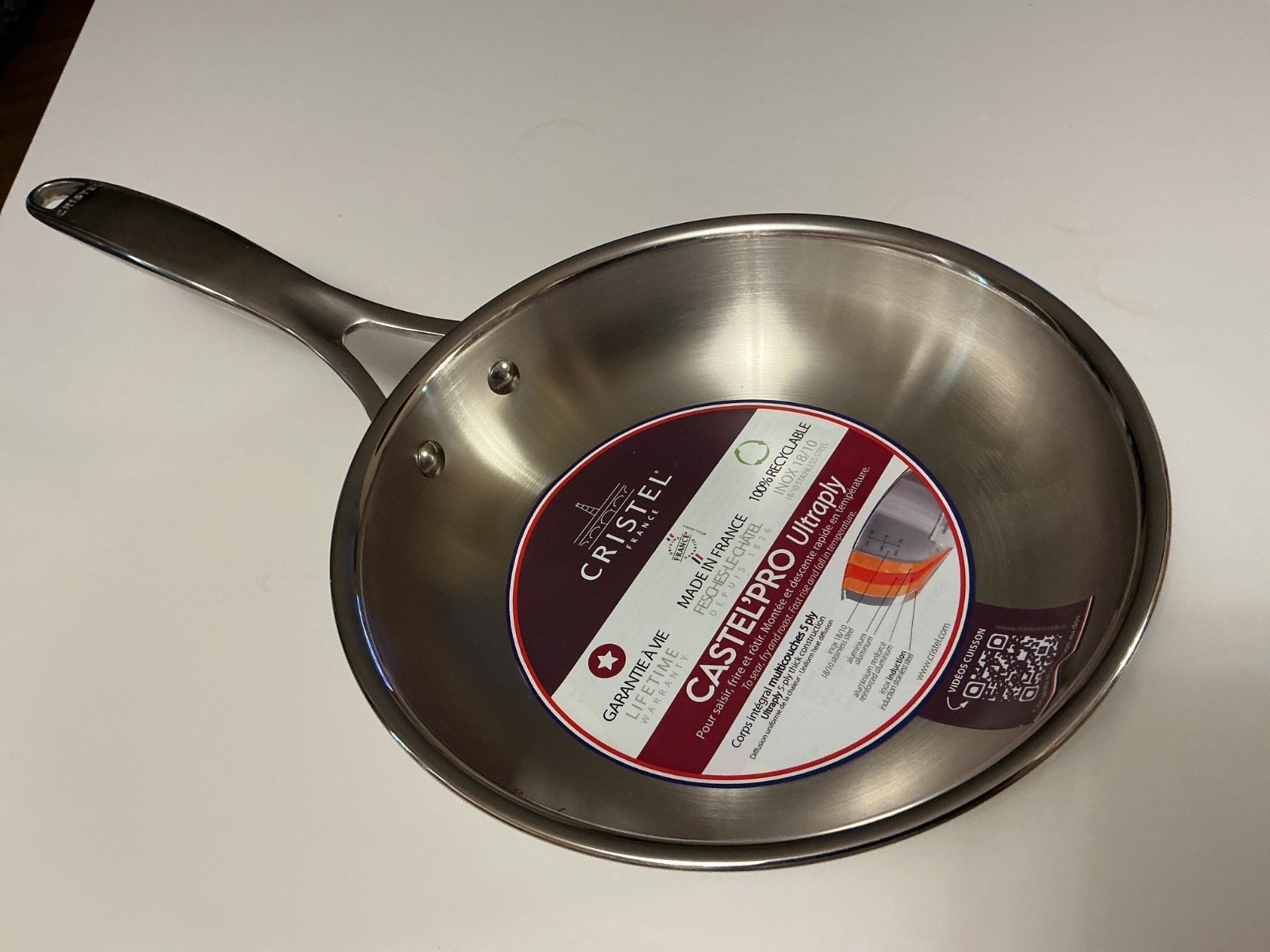 NWT Cristel 18/10 Stainless Frying Pan 8in/20cm Made In France 🇫🇷