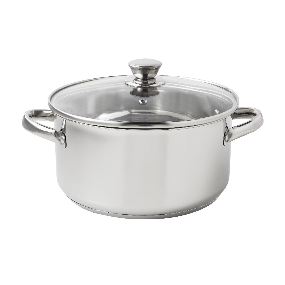 Stainless Steel Dutch Oven 5 Quart Pot with Glass Lid and Riveted Handles