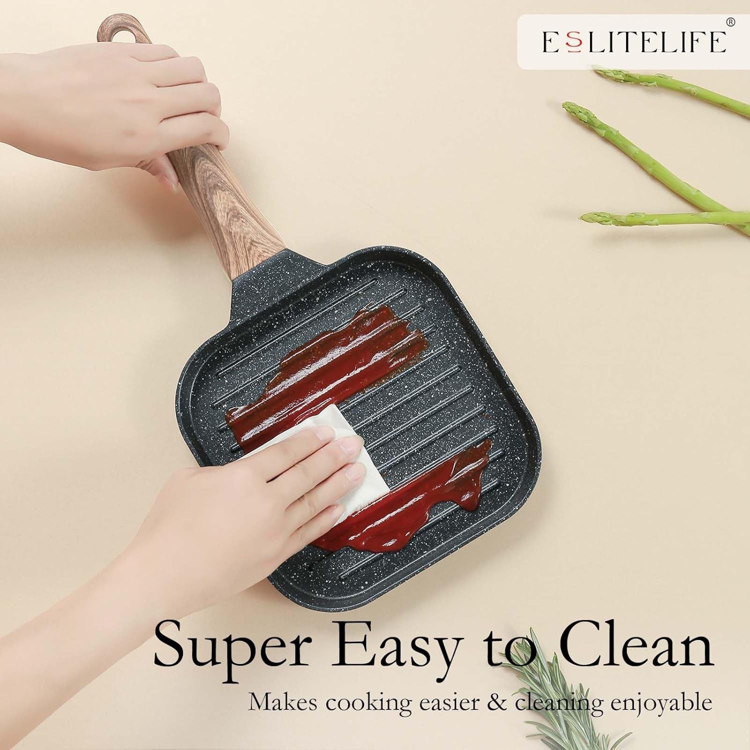 ESLITE LIFE 7 Inch Nonstick Small Grill Pan for Indoor