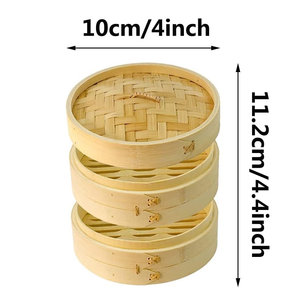 Bamboo Steamer Basket – Traditional Dumpling Steamer with Lid for Cooking Veg…