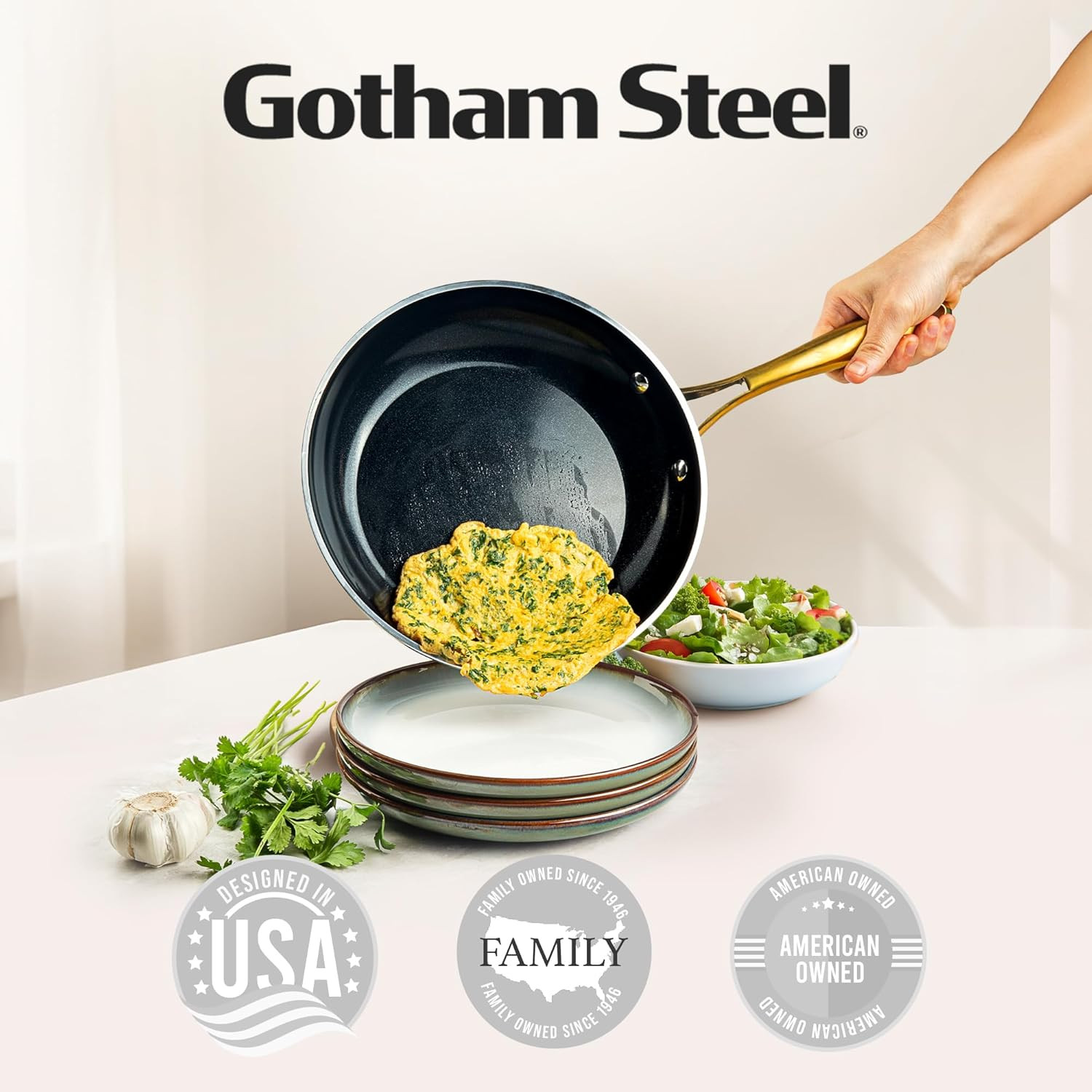 Gotham Steel 15 Pc Ceramic Cookware Set Nonstick, Ceramic Pots and Pans Set Non