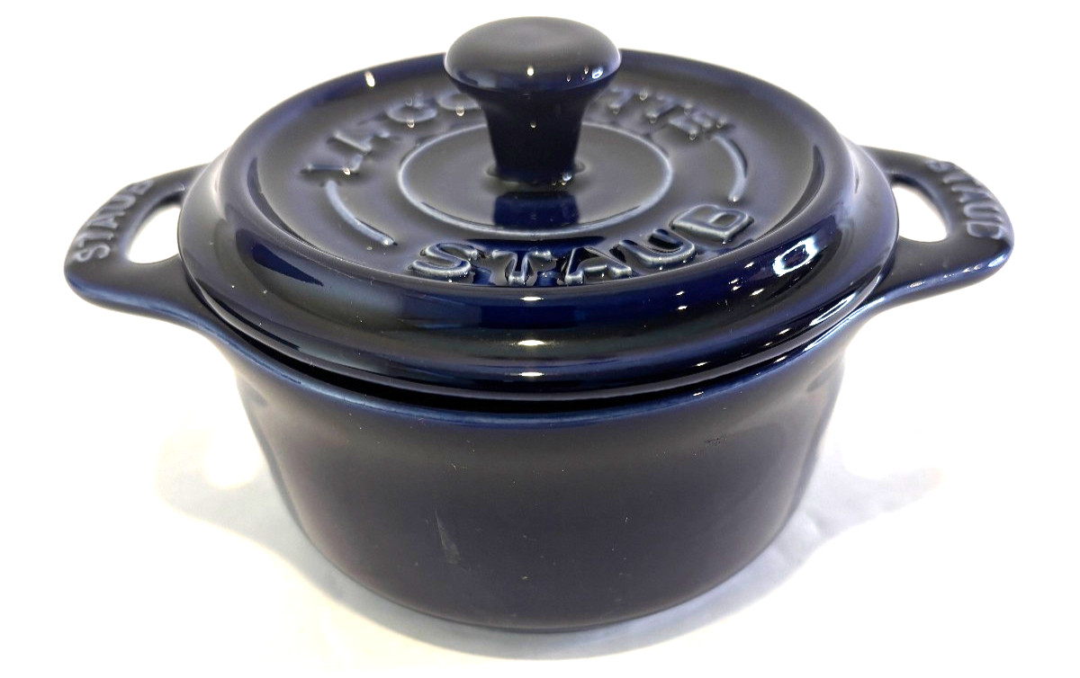 Staub Cast Iron Mini Cocotte with Lids 0.25 qt #10 Sapphire Dark Blue France