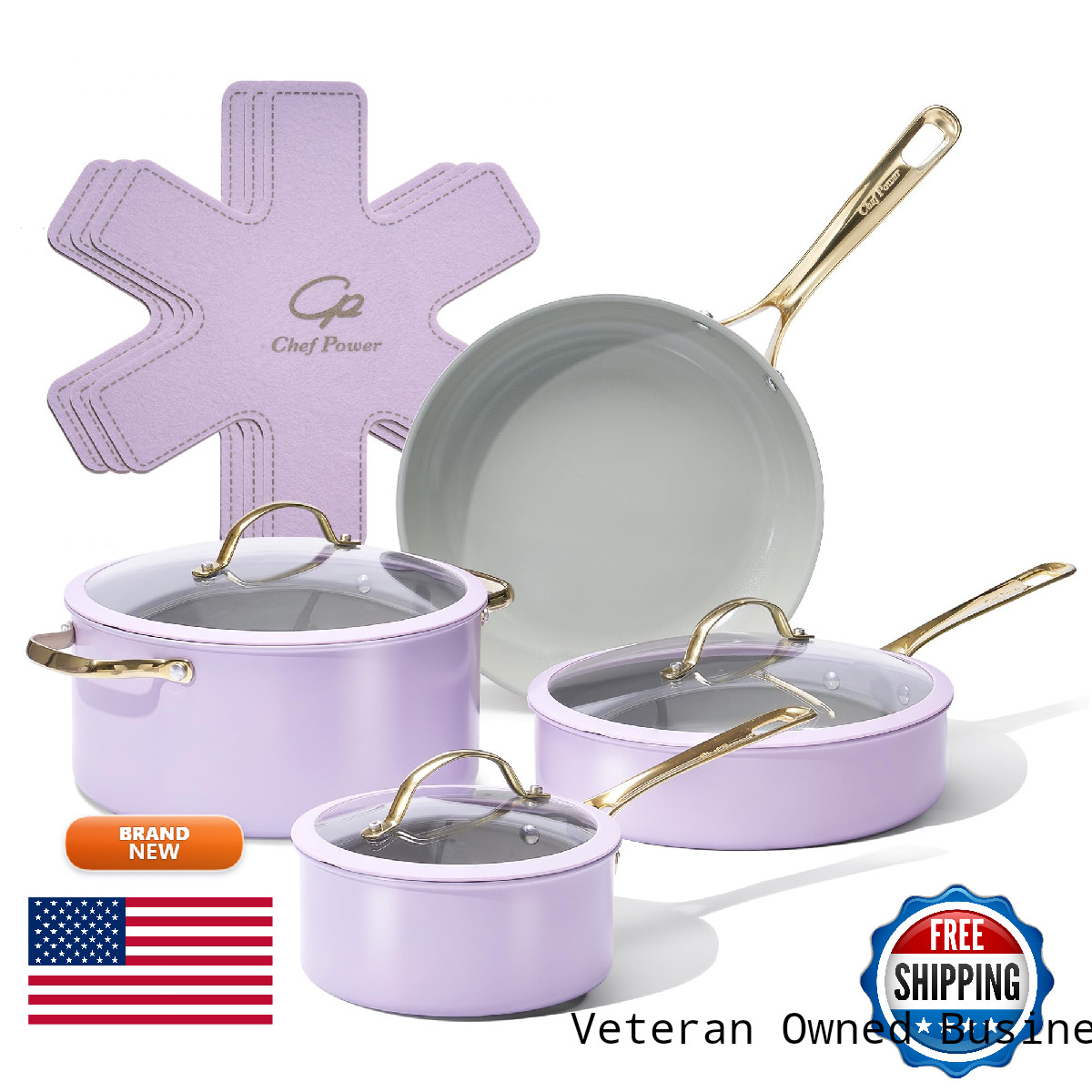Chef Power Ceramic Cookware Sets 10Pcs Pots And Pans Set Non Stick Cookware Set