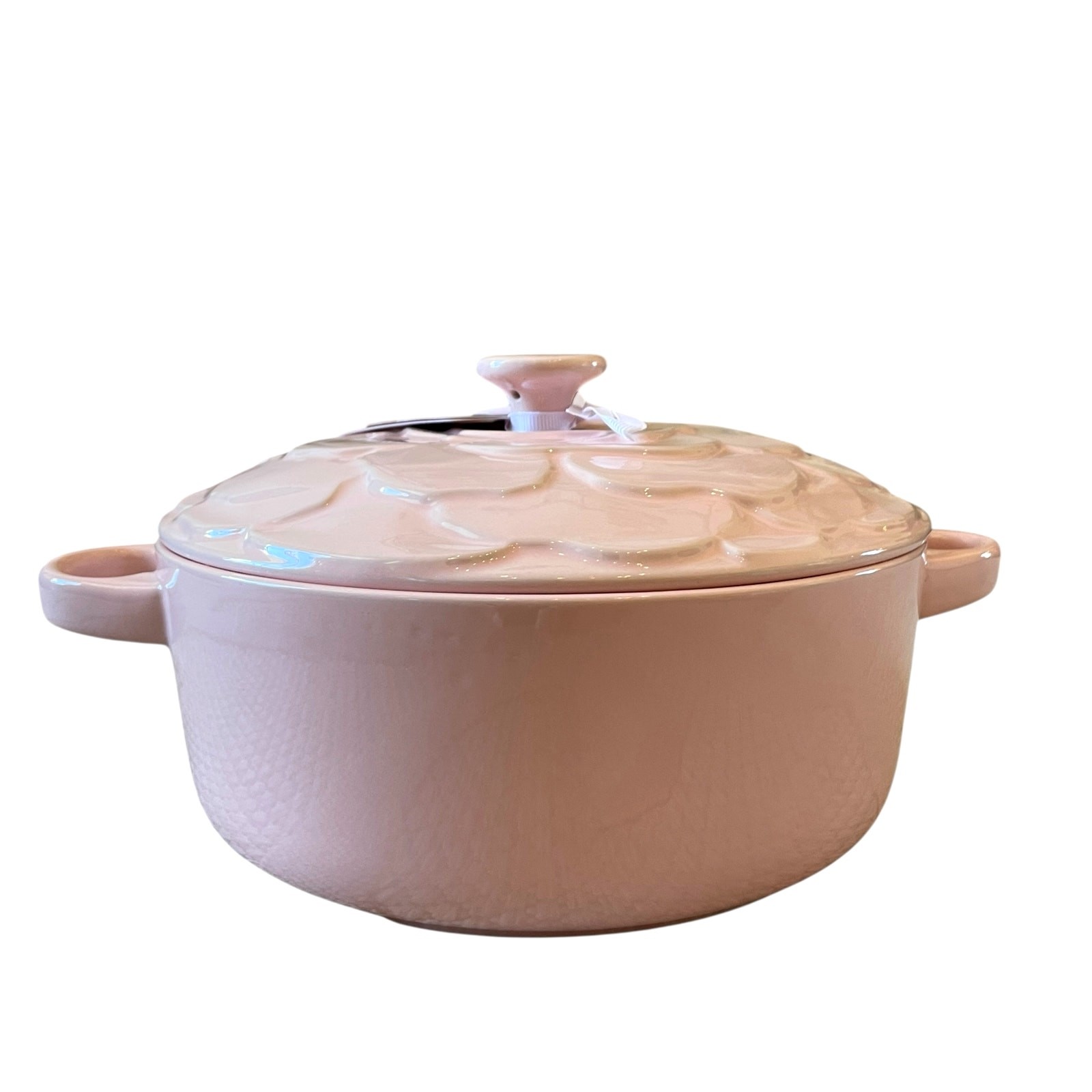 The Bake Shop Rose Embossed Casserole Dish w/ Lid 11in Large Pastel Pink New
