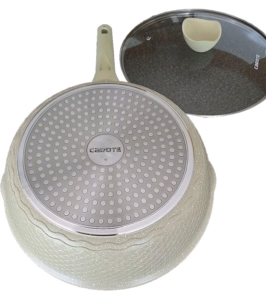 CAROTE 5.7 Qt Saute Pan w/Lid Induction Stone Nonstick Aluminum/Granite ~ GREEN