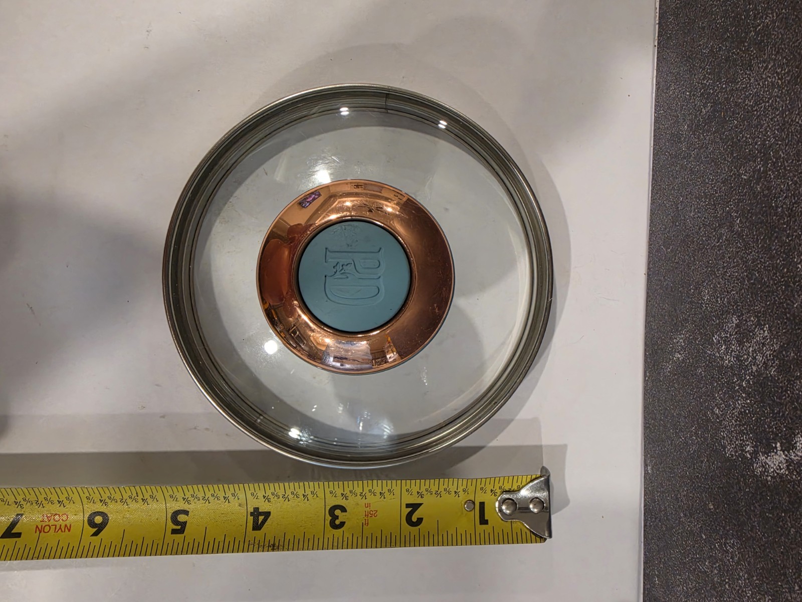 Replacement Paula Deen 5″ Glass Lid for Pot Pan Skillet – Teal & Copper Knob