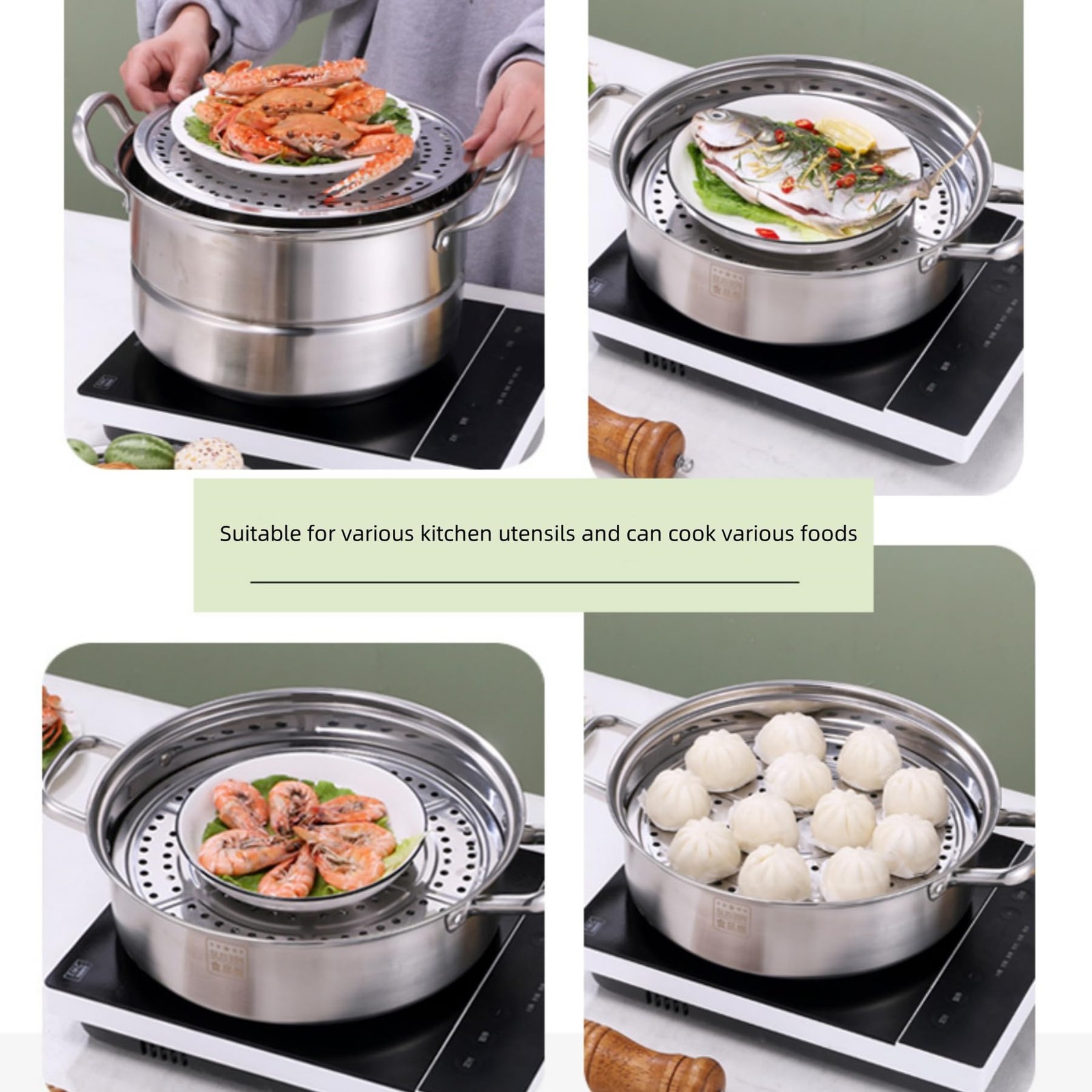 10.2 Inch Dia Stainless Steel Steamer Rack Removable Legs Kitchen Utensil