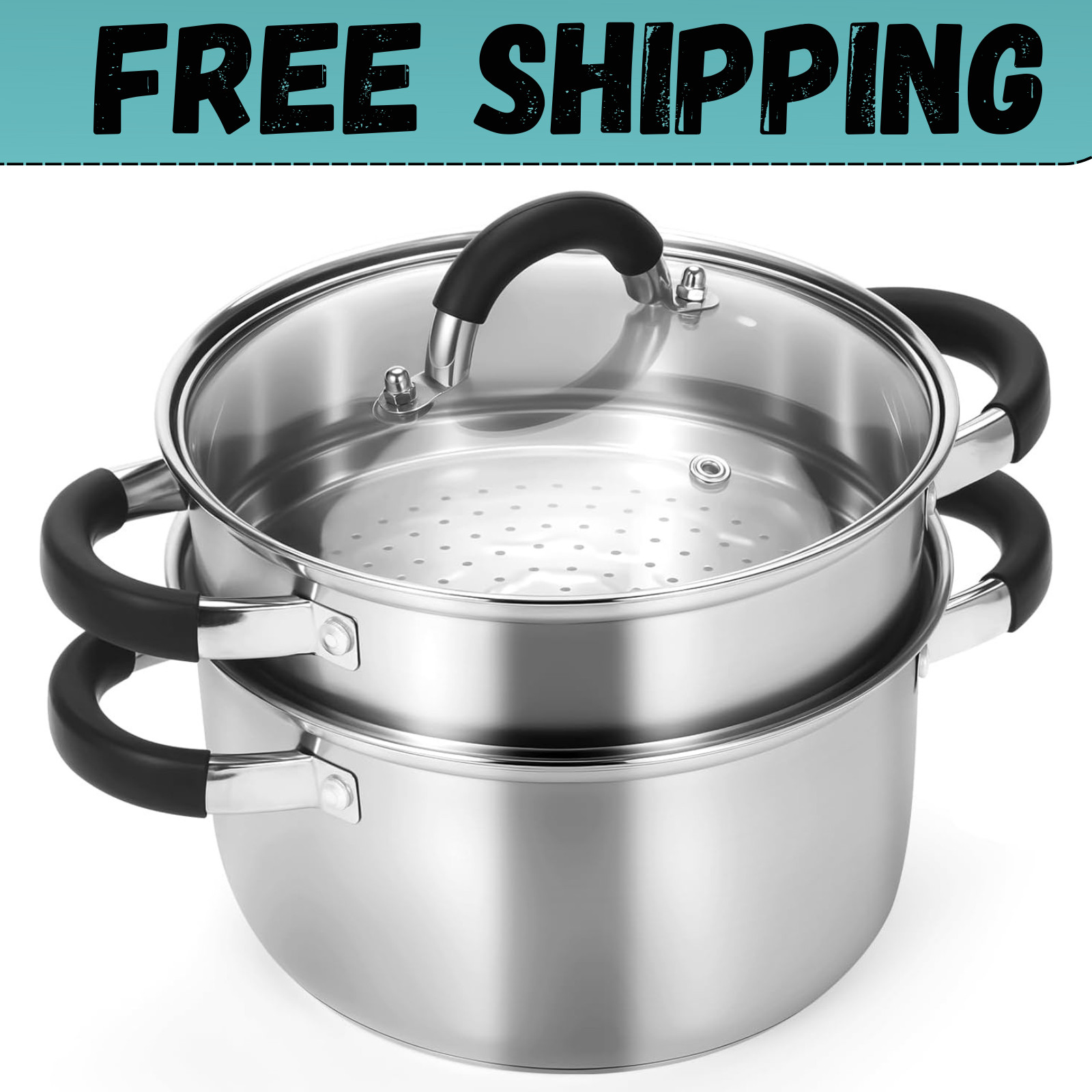 3.2QT Steamer for Cooking – Stainless Steel Steam Pot with Steamer Basket, Cooki